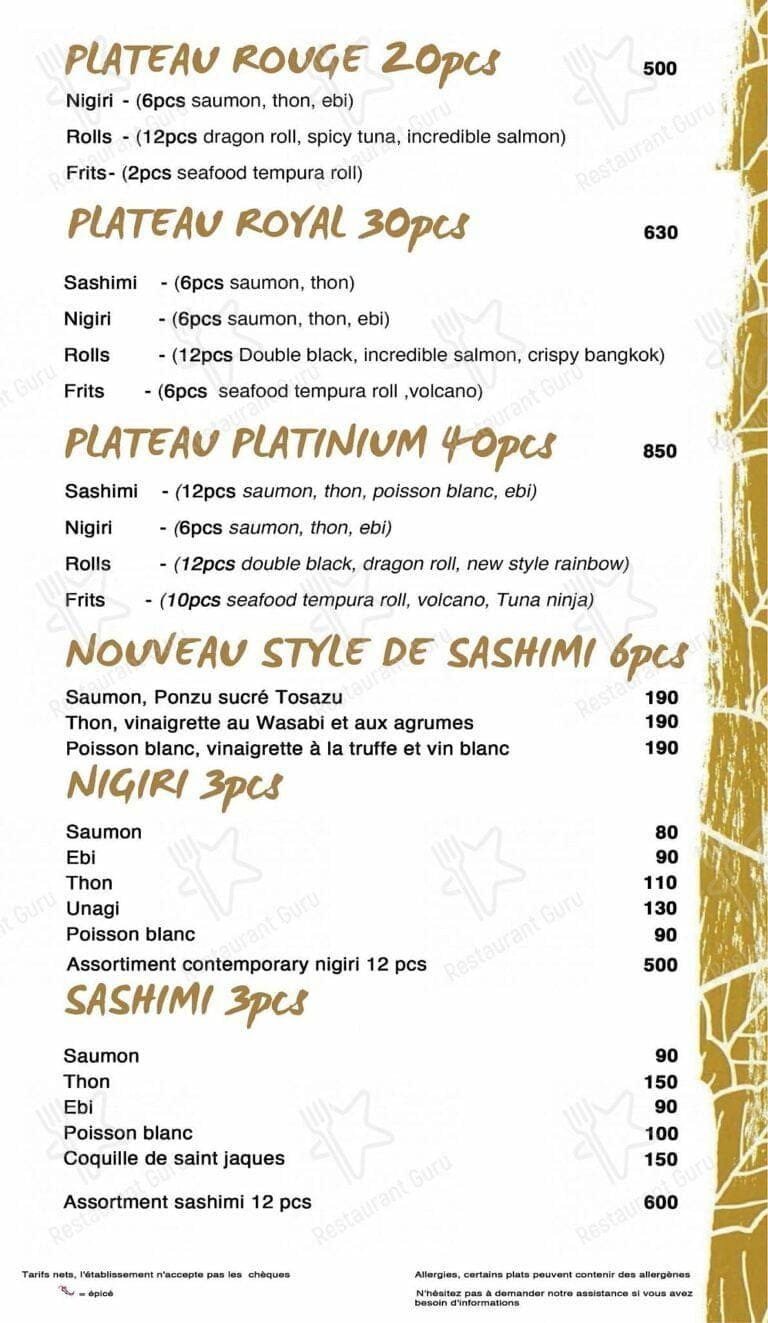 Buddha Bar Marrakech Menu 2024 - drinks and food menu & prices