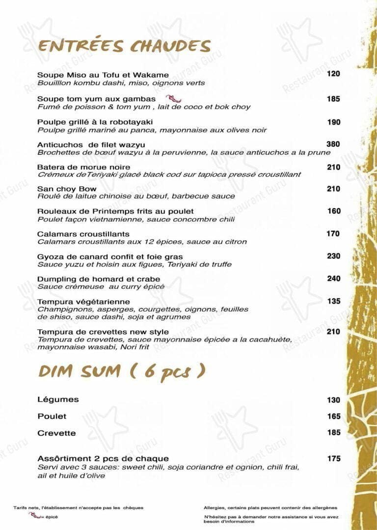 Buddha Bar Marrakech Menu 2024 - drinks and food menu & prices